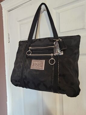 Coach Poppy Black Signature Jacquard Tote Bag 13826